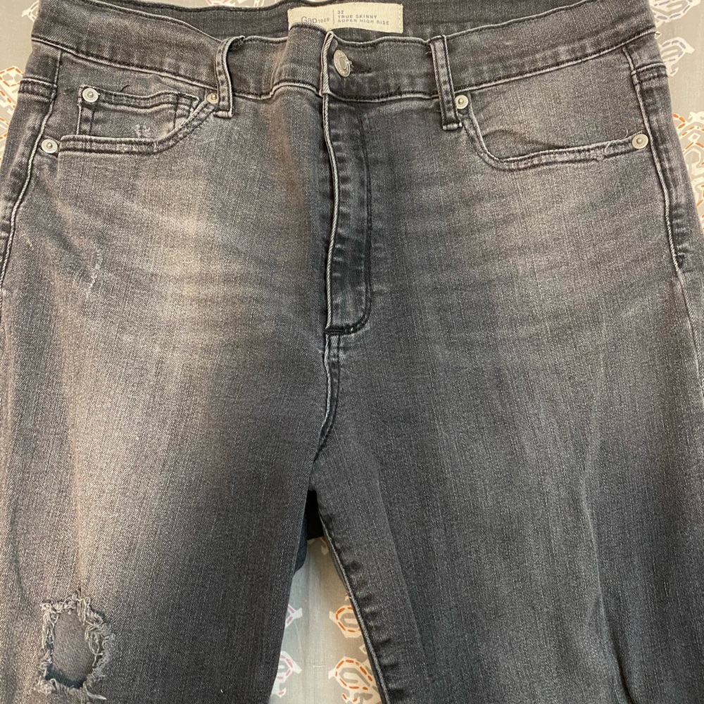Gap black jeans with frayed rips
